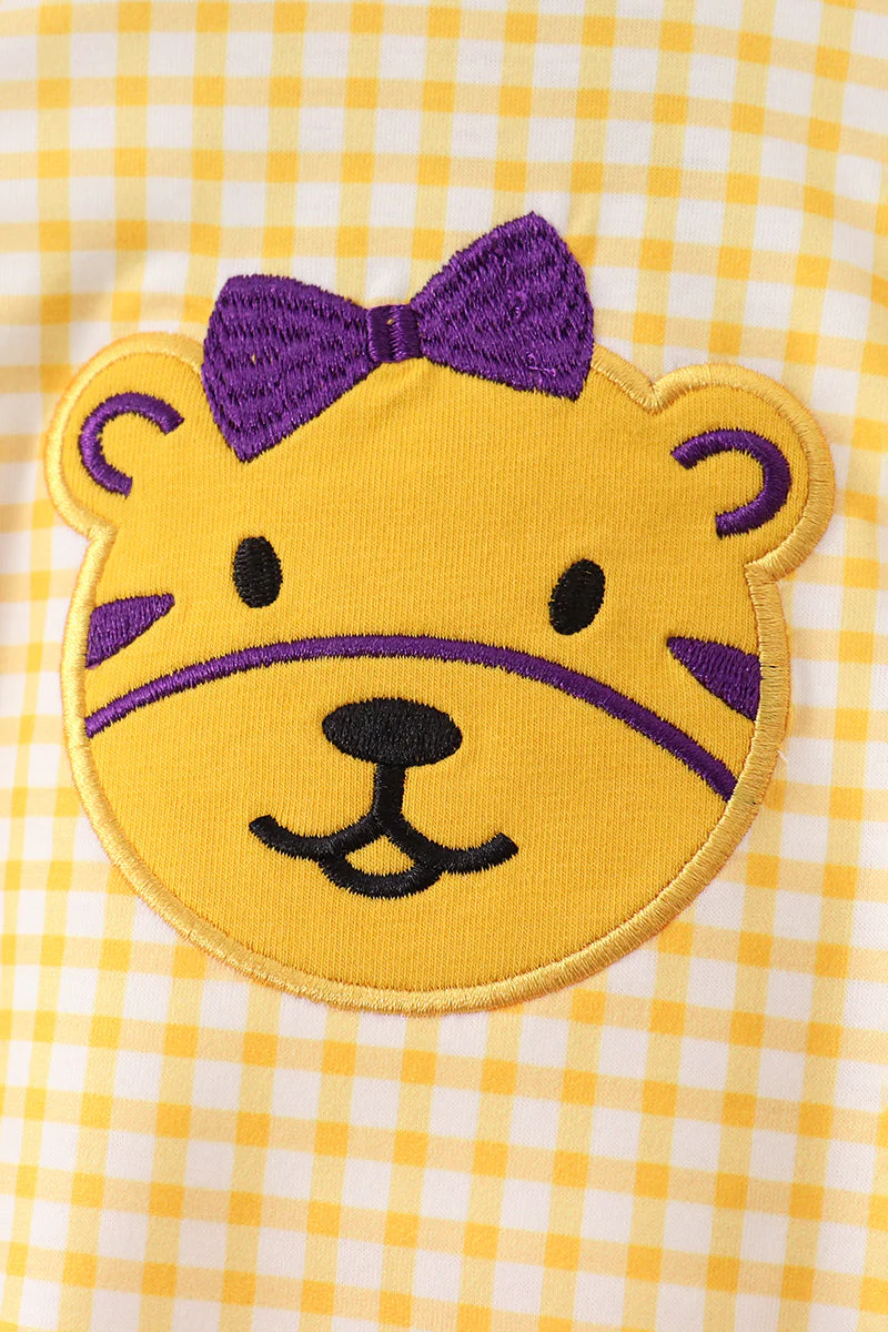 Purple LSU Tiger Applique Ruffle Bubble - Image 2