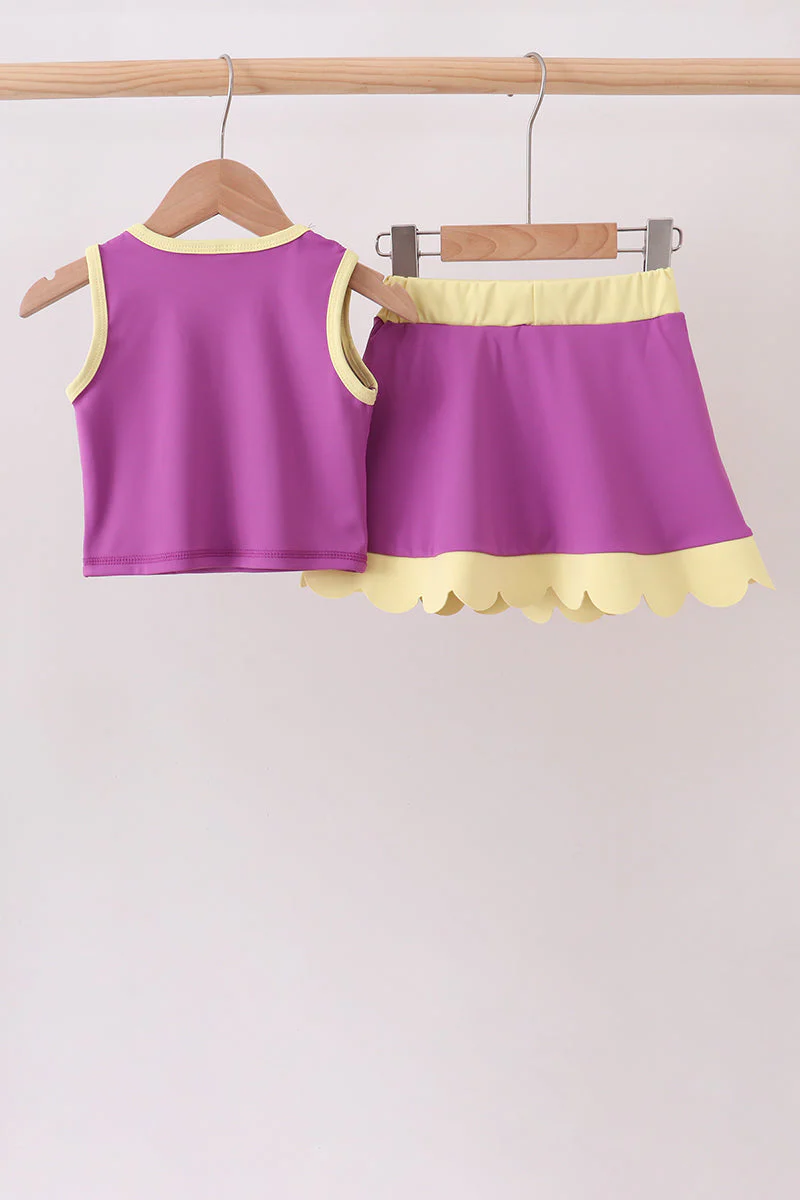 Purple Performance Scalloped Skorts Set - Image 2