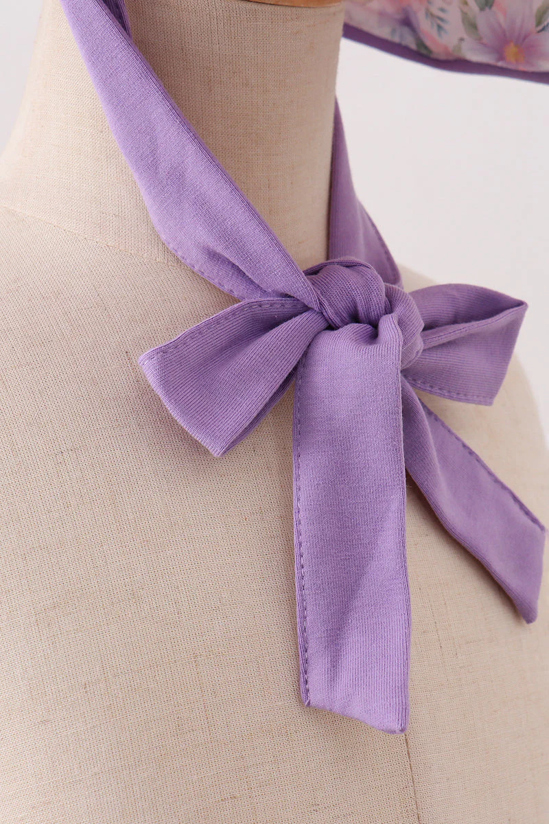 Purple rose bow print bonnet - Image 3