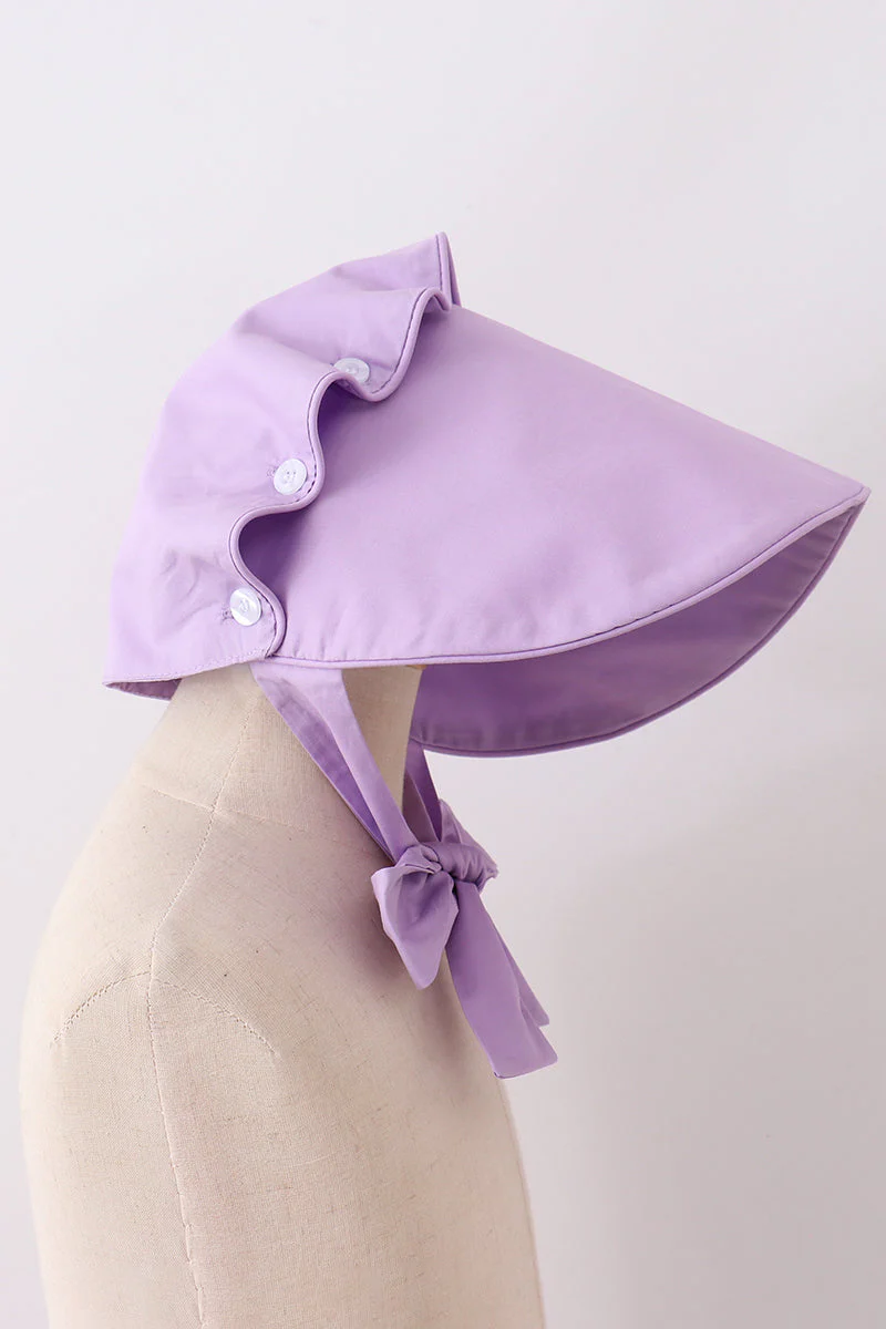 Purple ruffle bow bonnet - Image 4