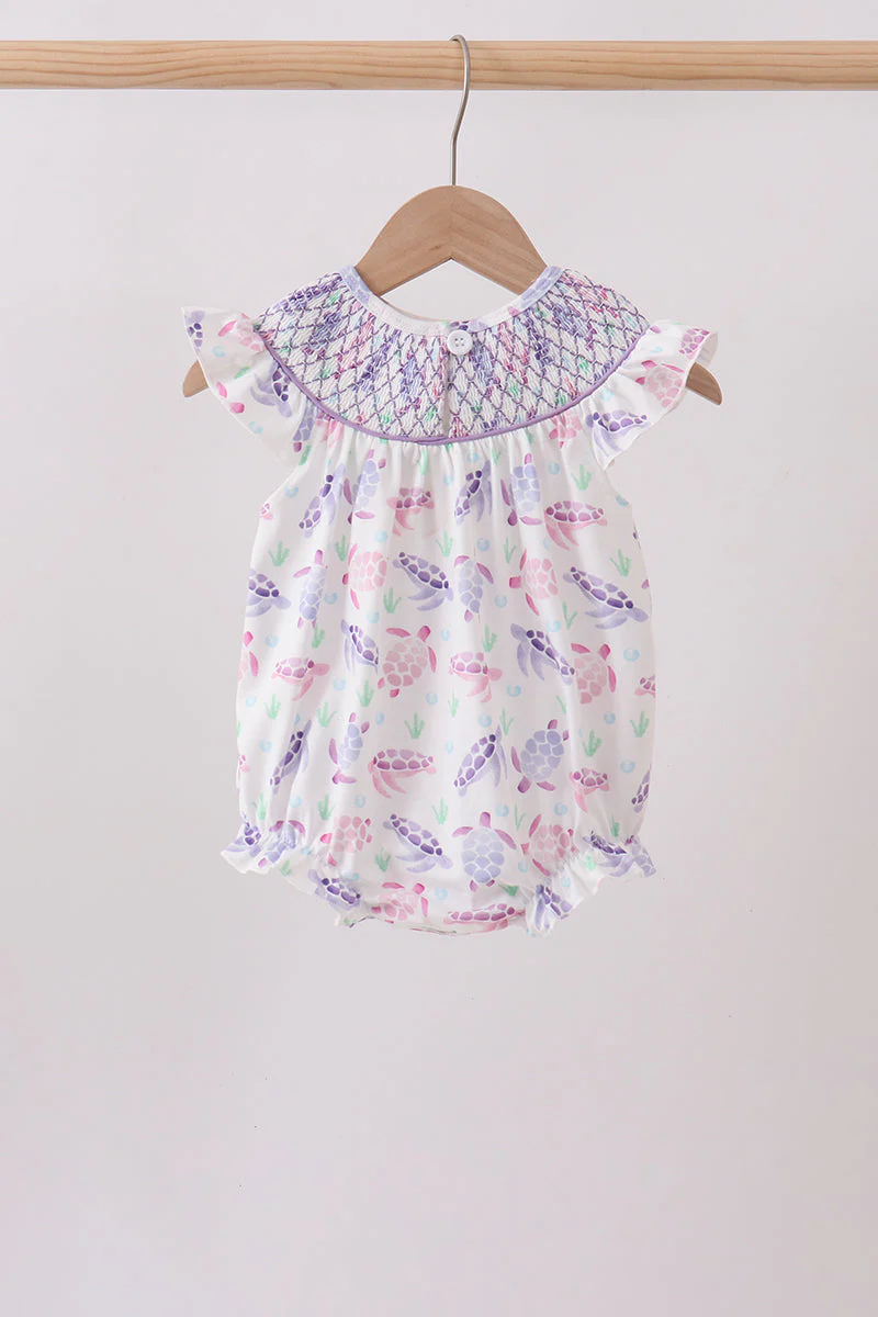 Purple Sea Turtle Smocked Bubble - Image 4