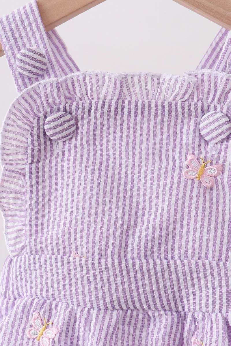 Purple seersucker butterfly embroidery ruffle bubble - Image 4