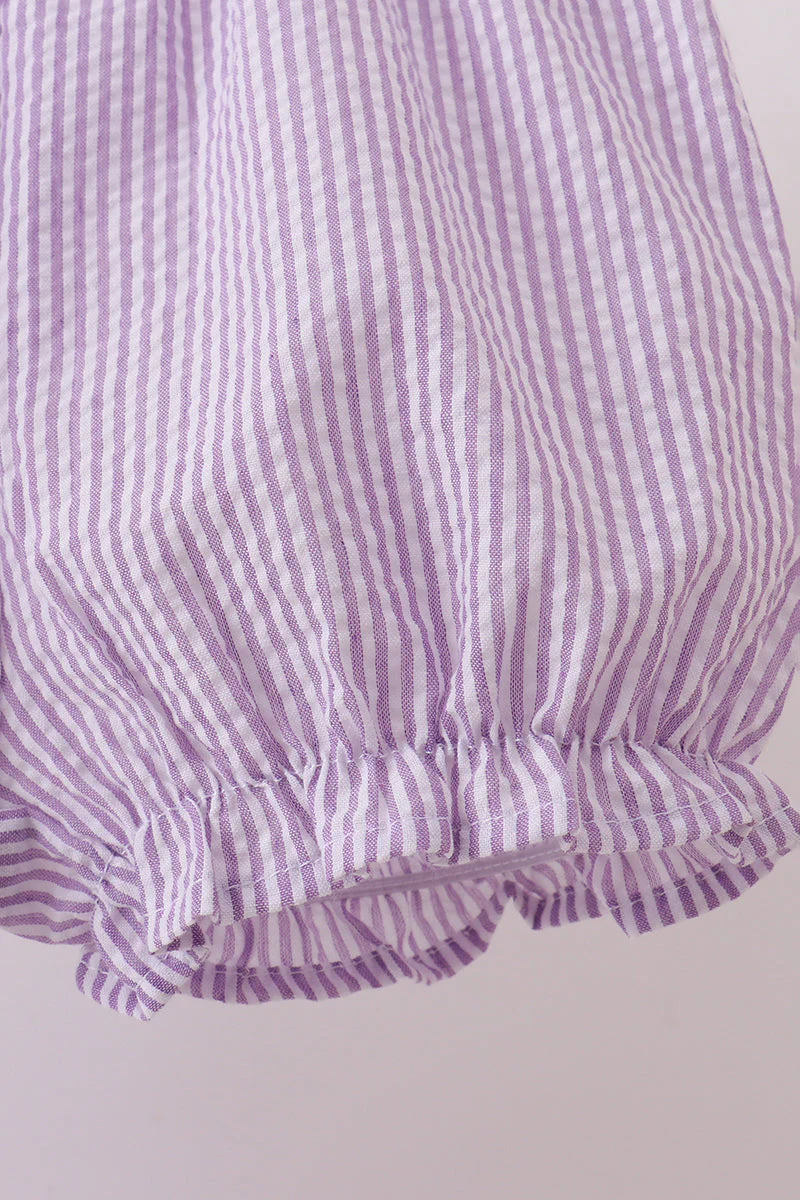 Purple seersucker butterfly embroidery shorts set - Image 3