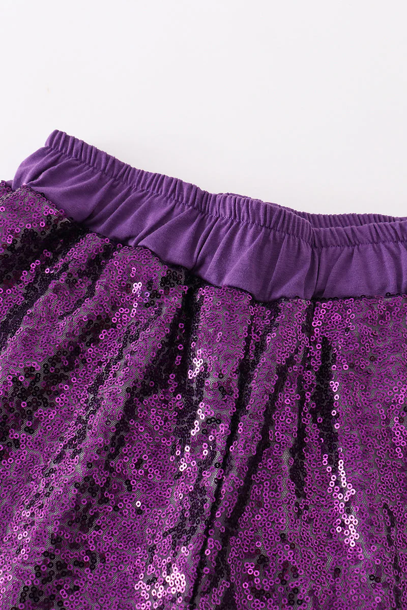 Purple sequin mardi gras mom&me skorts - Image 4