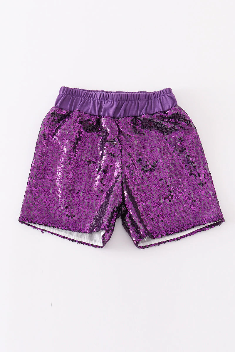 Purple sequin mardi gras mom&me skorts - Image 6