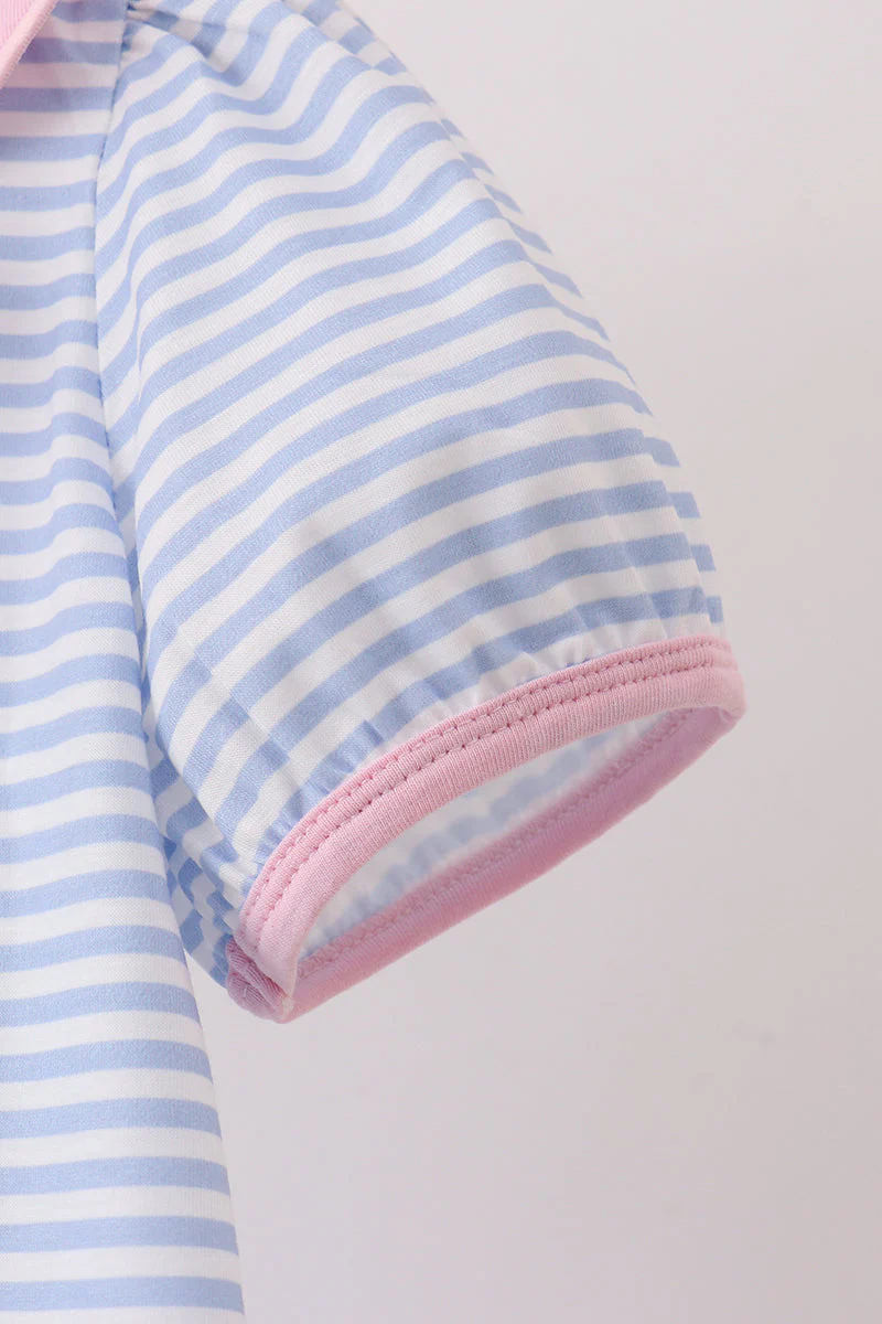 Purple Stripe Pencil Embroidered Top - Image 3
