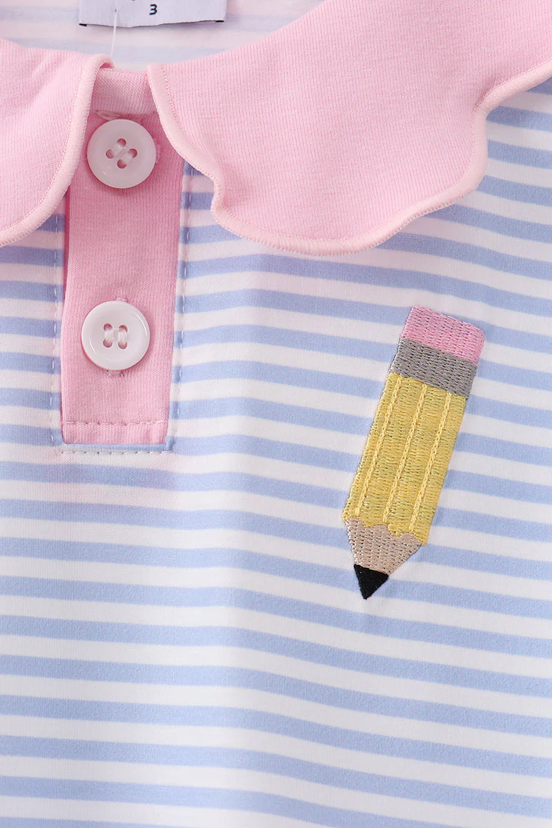 Purple Stripe Pencil Embroidered Top - Image 4
