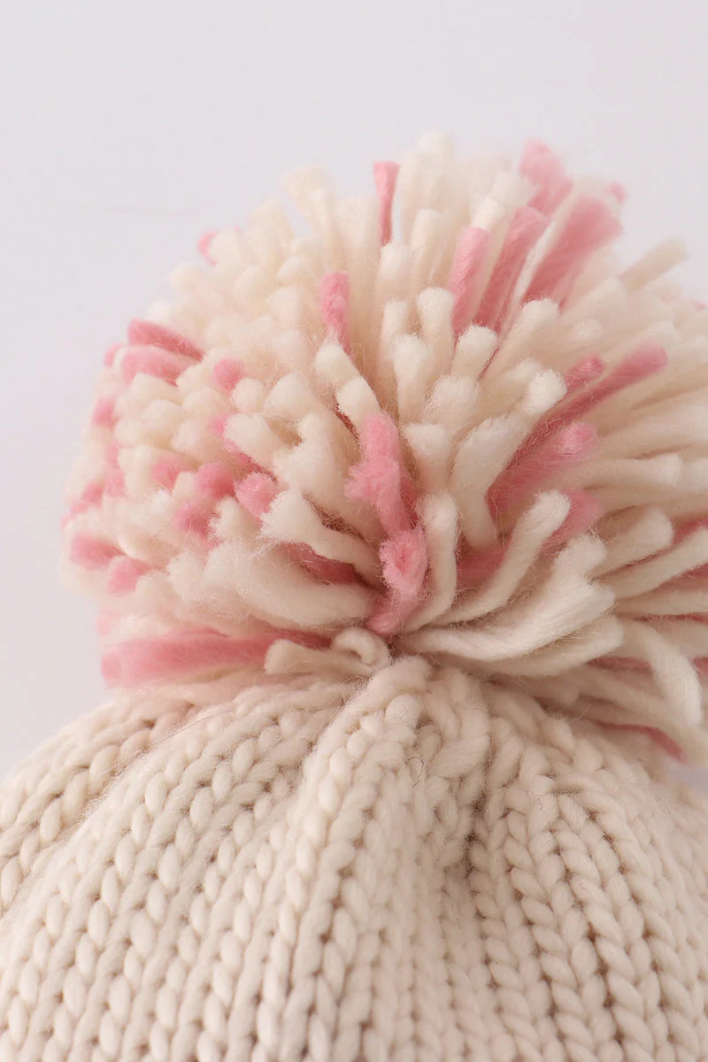 Rainbow hand embroidered pom pom beanie hat - Image 4