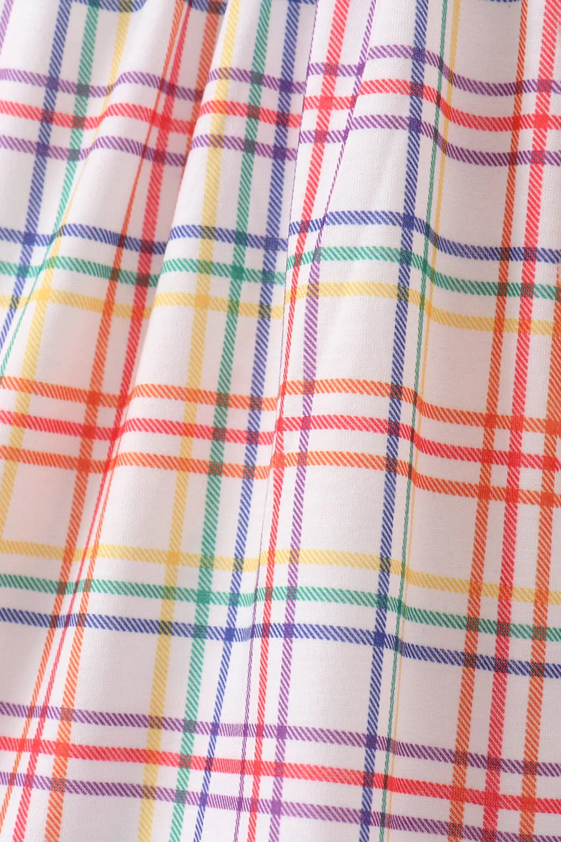 Red ABC Embroidered Plaid Dress - Image 3