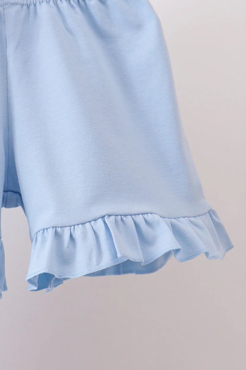 Red Apple Applique Ruffle Shorts Set - Image 2