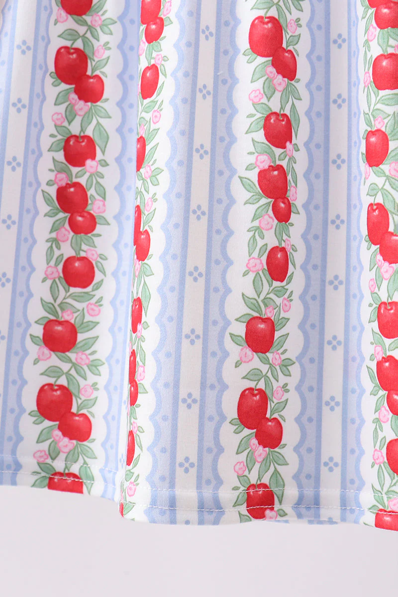 Red Apple Applique Ruffle Shorts Set - Image 3