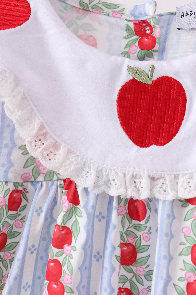 Red Apple Embroidered Dress - Image 3