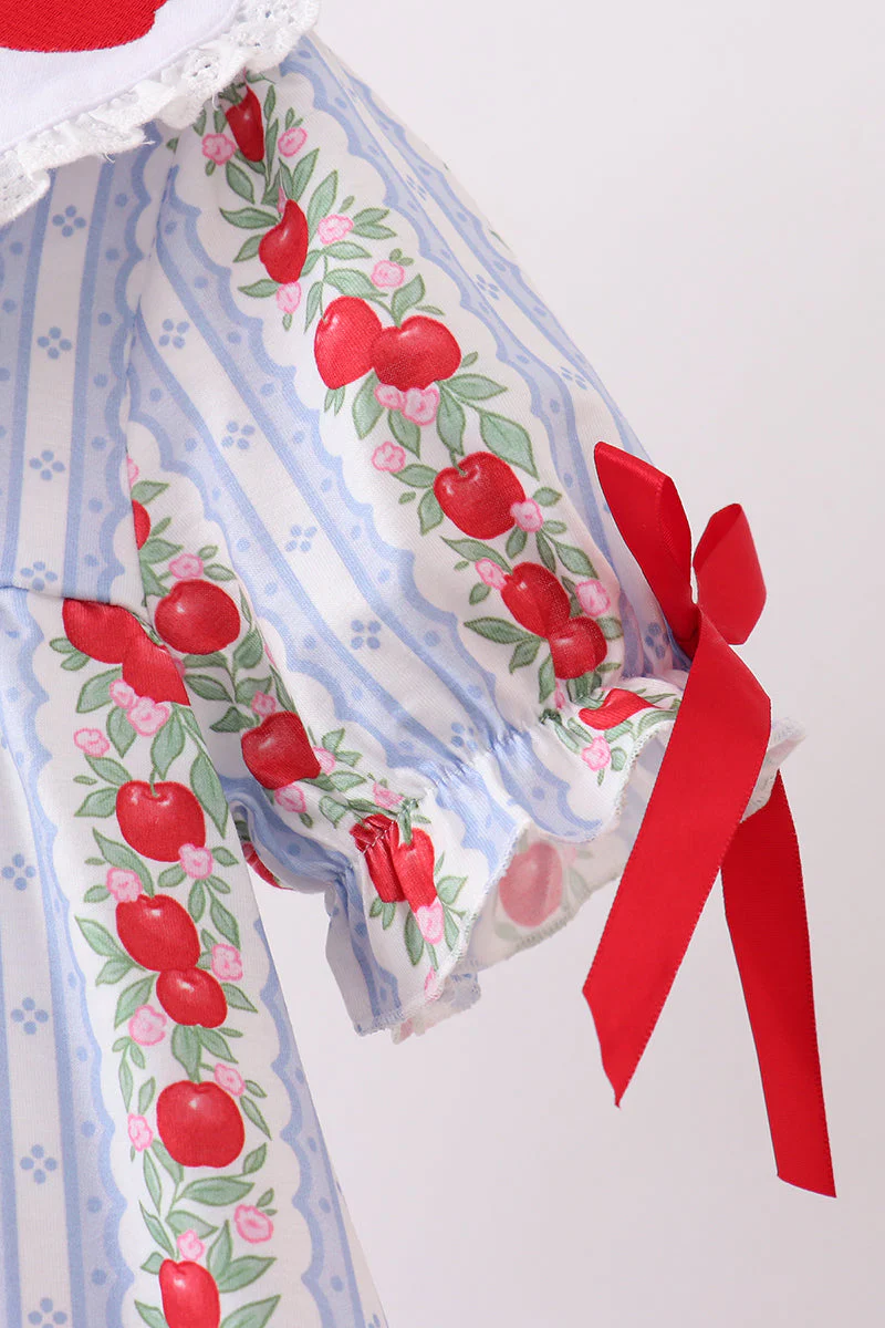 Red Apple Embroidered Dress - Image 5