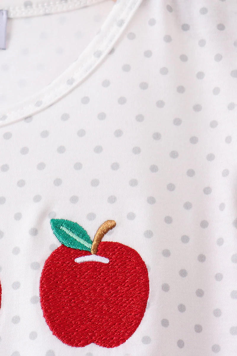 Red Apple Embroidered Skorts Set - Image 3