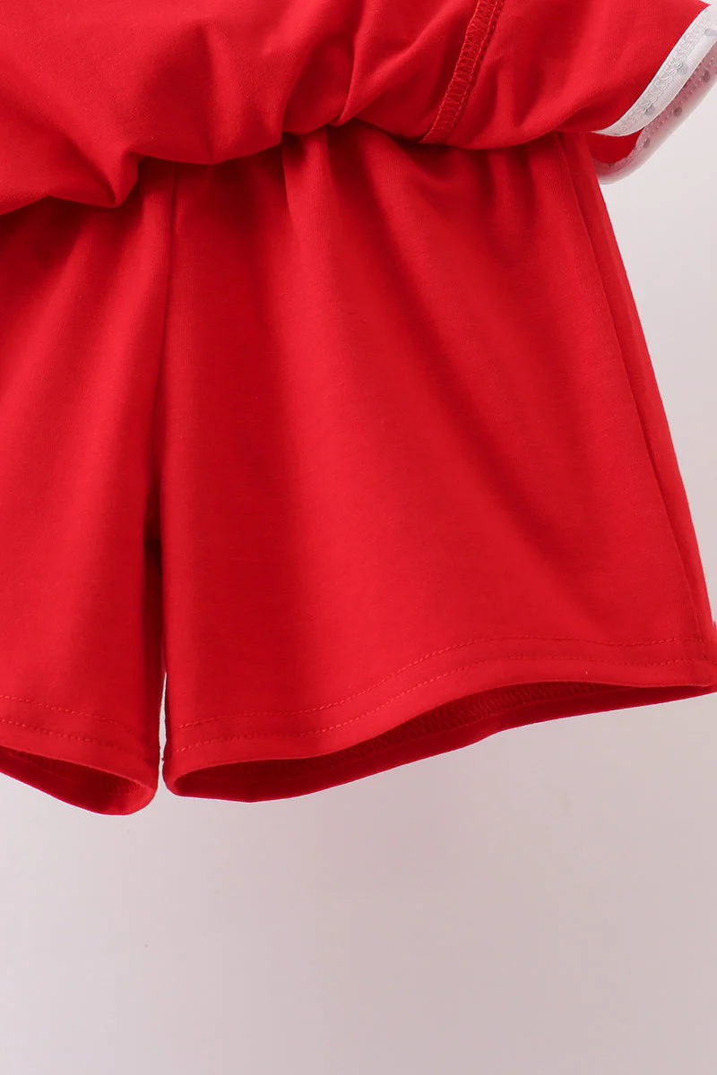 Red Apple Embroidered Skorts Set - Image 5