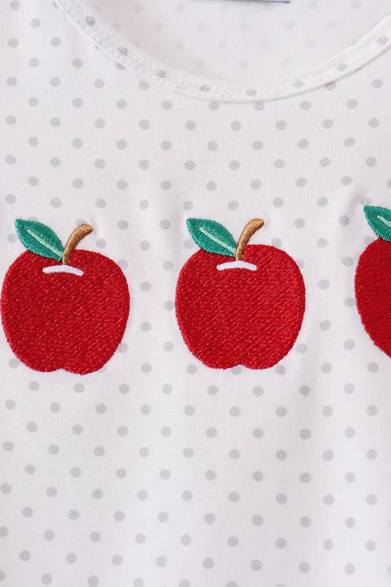 Red Apple Embroidered Skorts Set - Image 7
