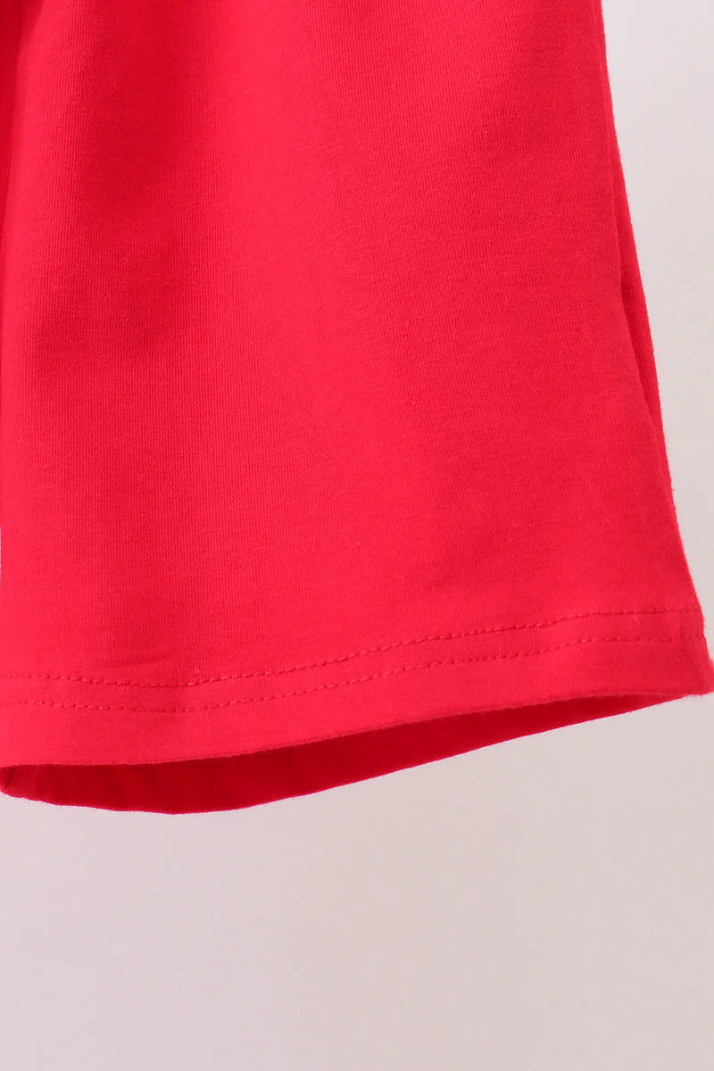 Red apple embroidery shorts set - Image 3