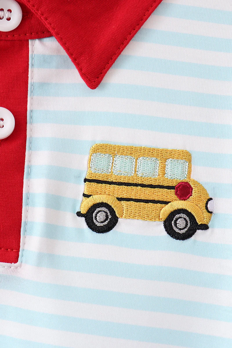 Red Bus Embroidered Set - Image 2