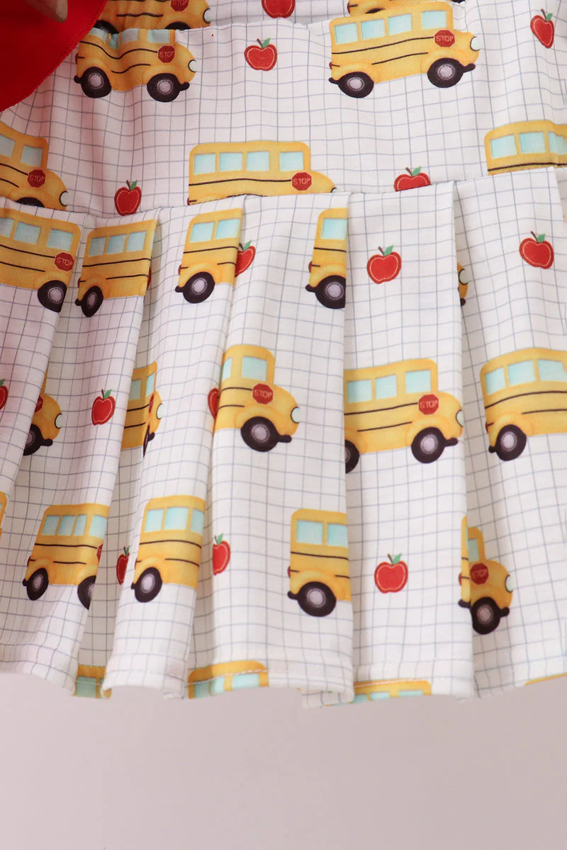 Red Bus Embroidered Skorts Set - Image 3