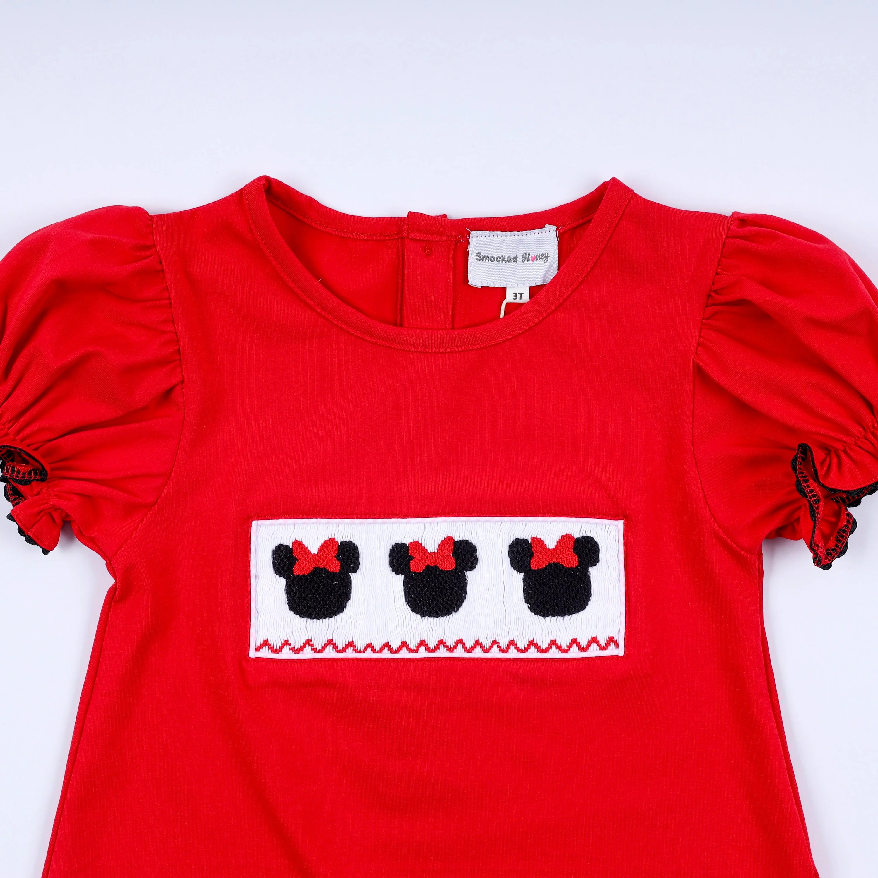 Red character hand smocked dress - Image 2