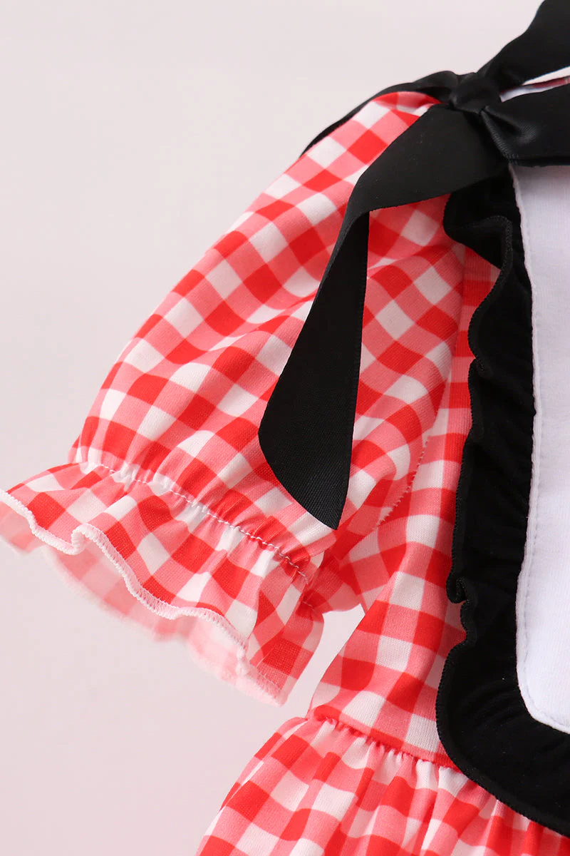 Red Character Plaid Embroidered Bloomer Set - Image 3