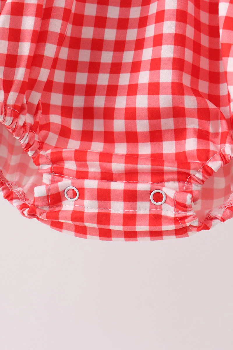 Red Character Plaid Embroidered Bubble - Image 3