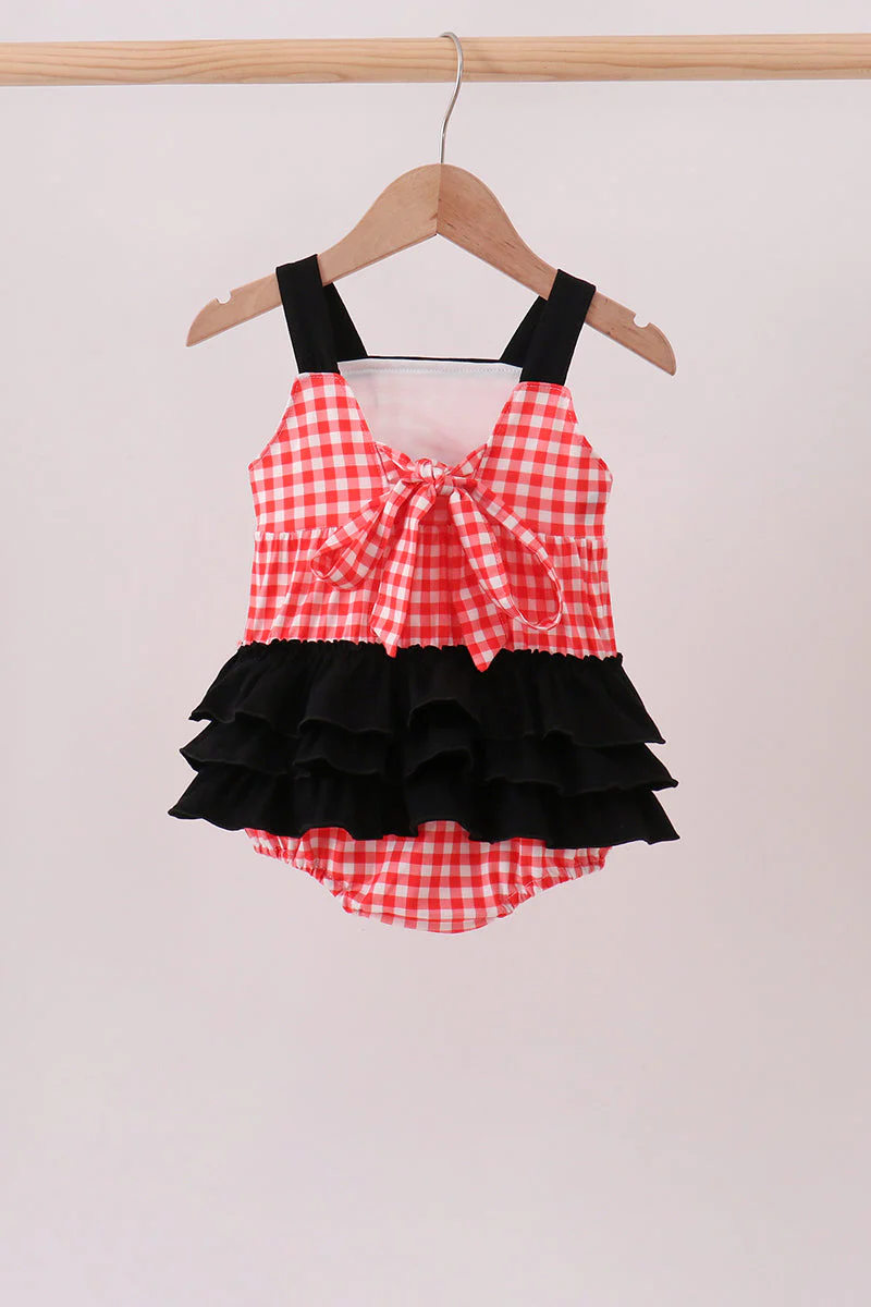 Red Character Plaid Embroidered Bubble - Image 4