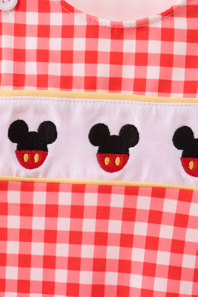 Red Character Plaid Embroidered Jon Jon - Image 2