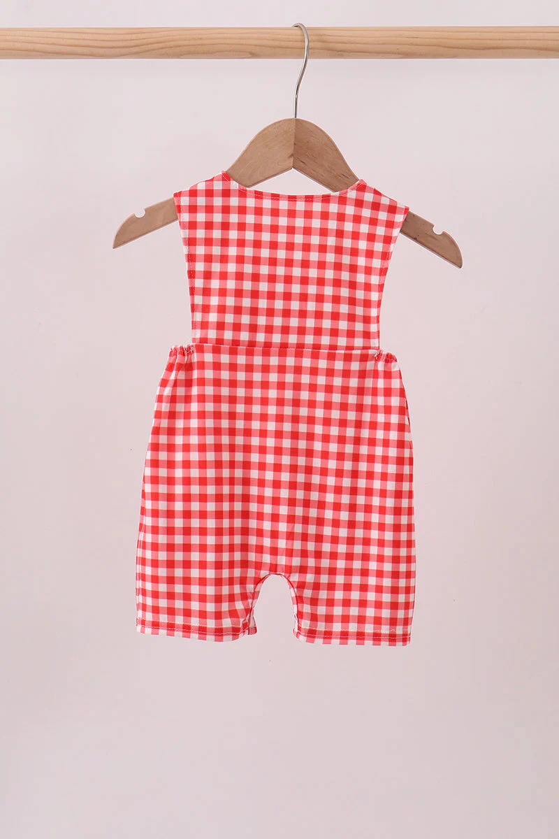 Red Character Plaid Embroidered Jon Jon - Image 4