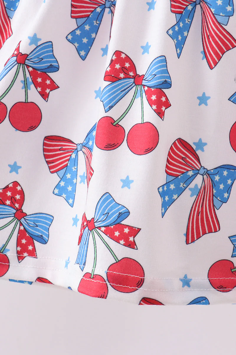 Red cherry bow ruffle shorts set - Image 2