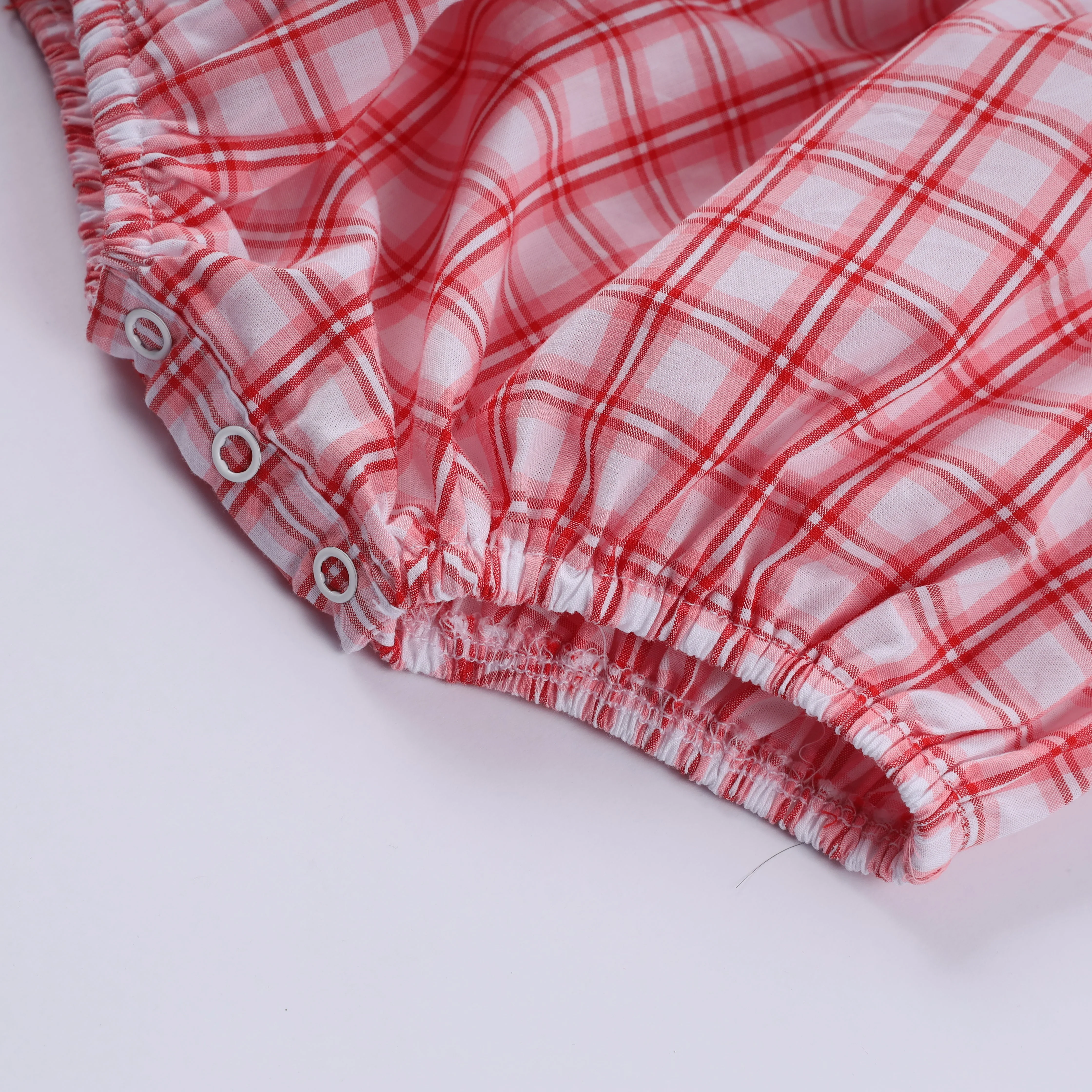 Red christmas santa claus hand smocked plaid bubble - Image 5