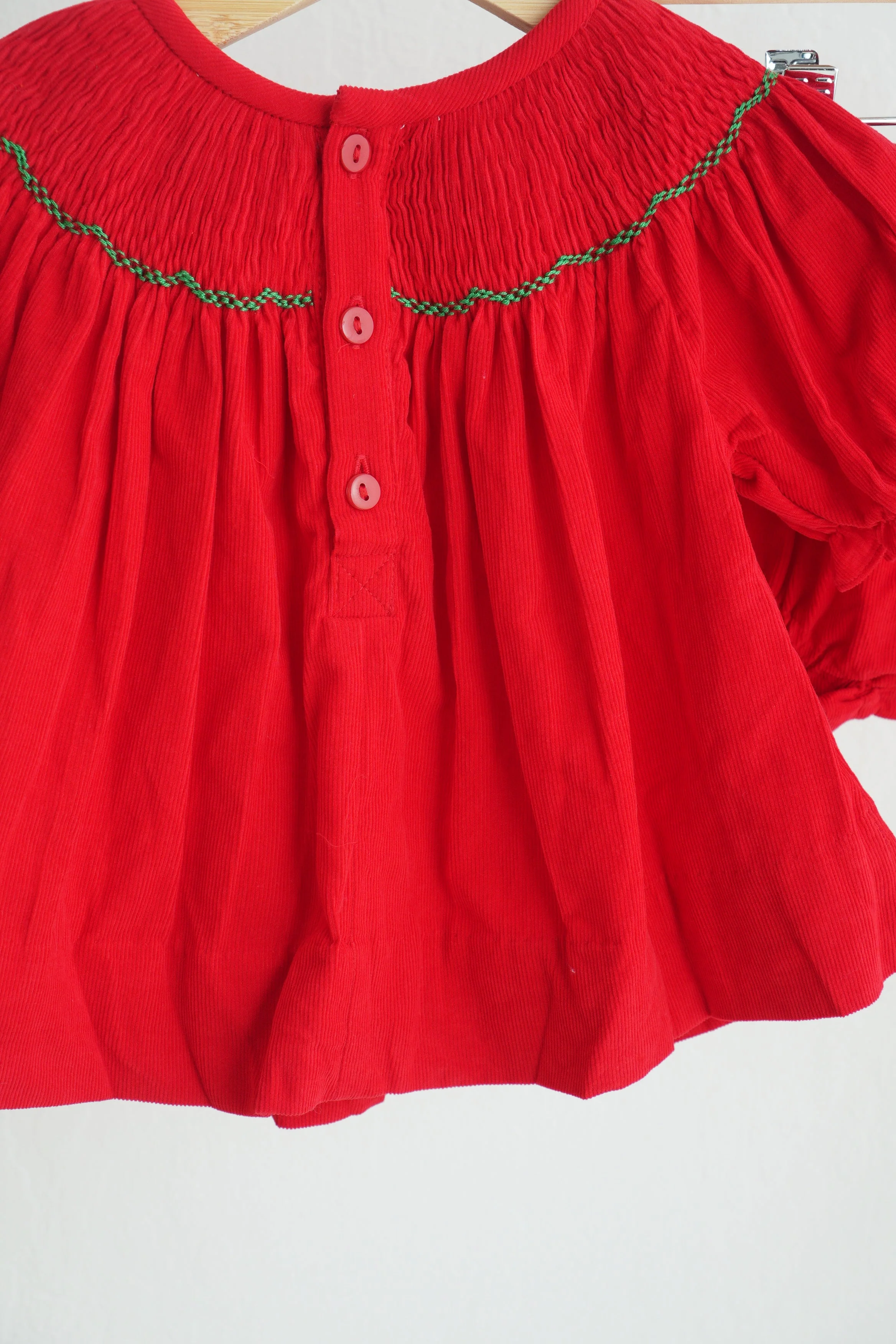 Red christmas tree hand smocked bloomer set - Image 4