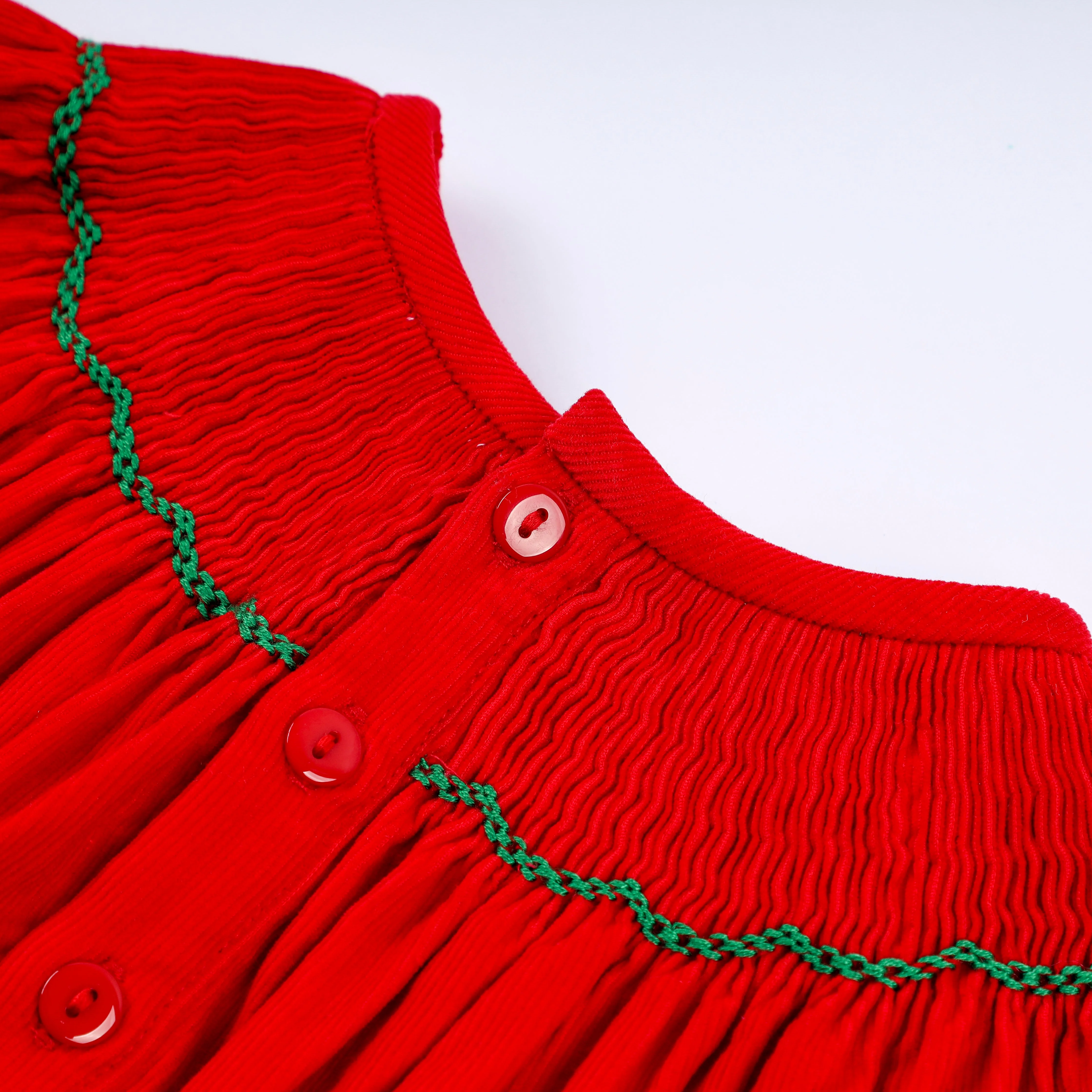 Red christmas tree hand smocked romper - Image 8