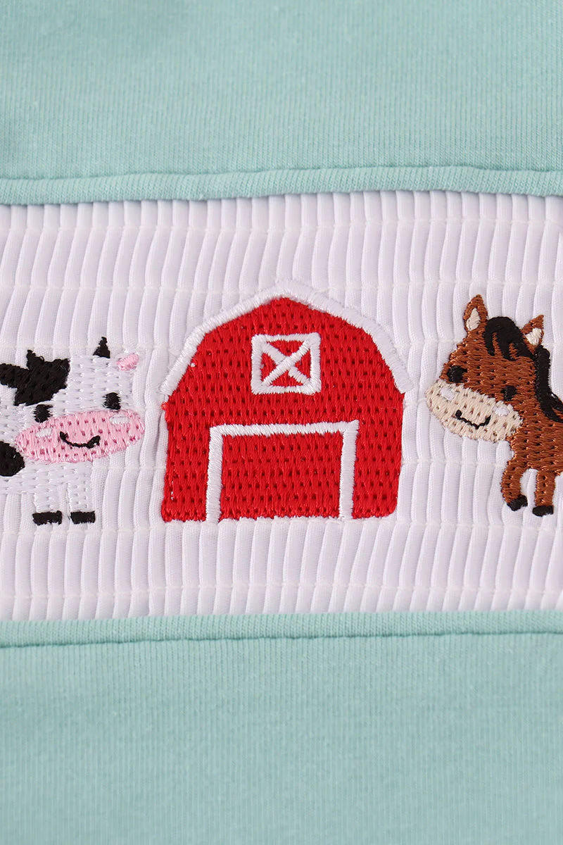 Red farm smocked pants set - Image 2