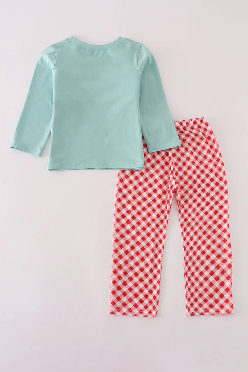 Red farm smocked pants set - Image 5
