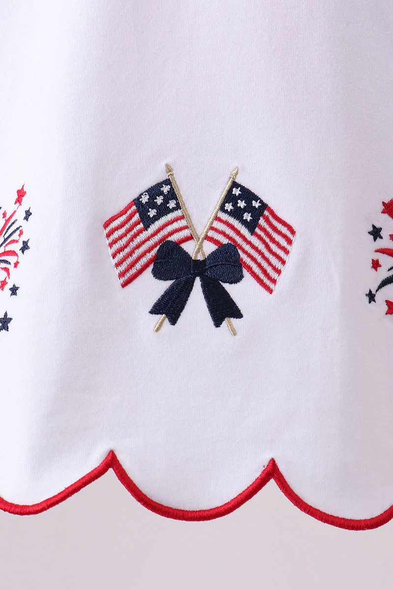 Red flag fireworks embroidery ruffle bloomer set - Image 4