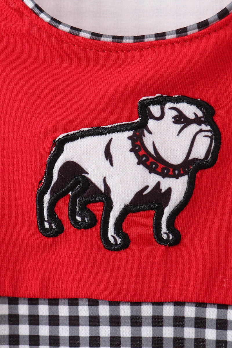Red Georgia Bulldog Applique Jon Jon - Image 2
