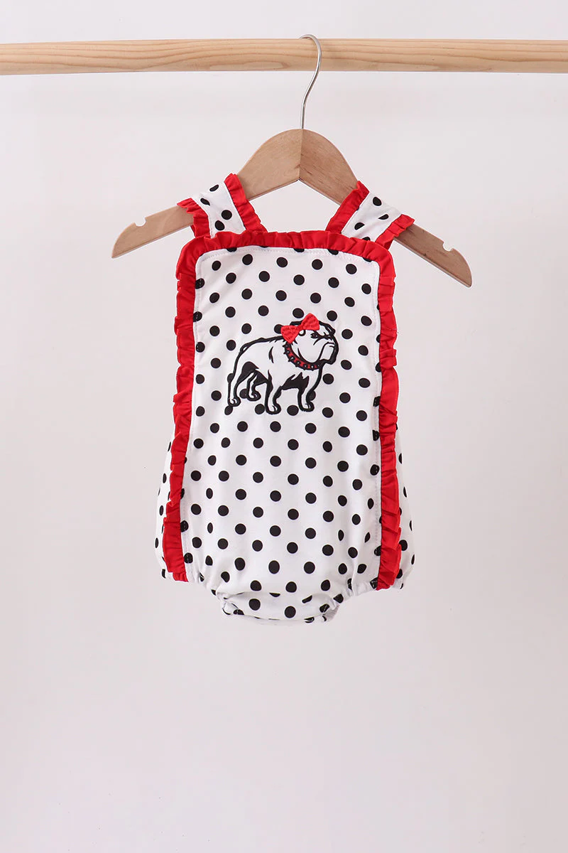 Red Georgia Bulldog Applique Ruffle Bubble