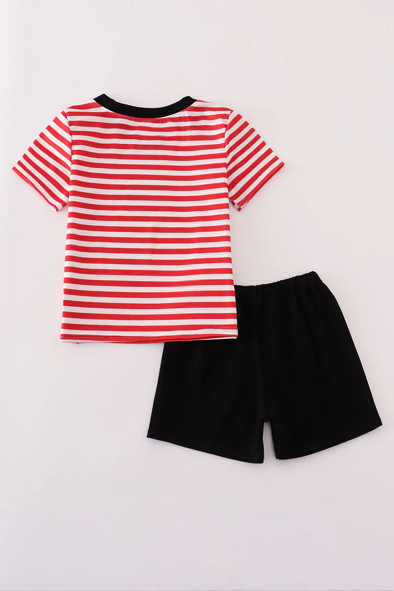 Red Georgia bulldog sequin stripe shorts set - Image 5