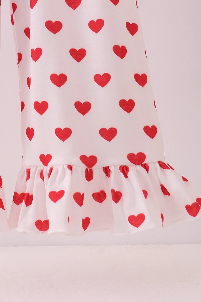 Red heart applique ruffle jumpsuit set - Image 3