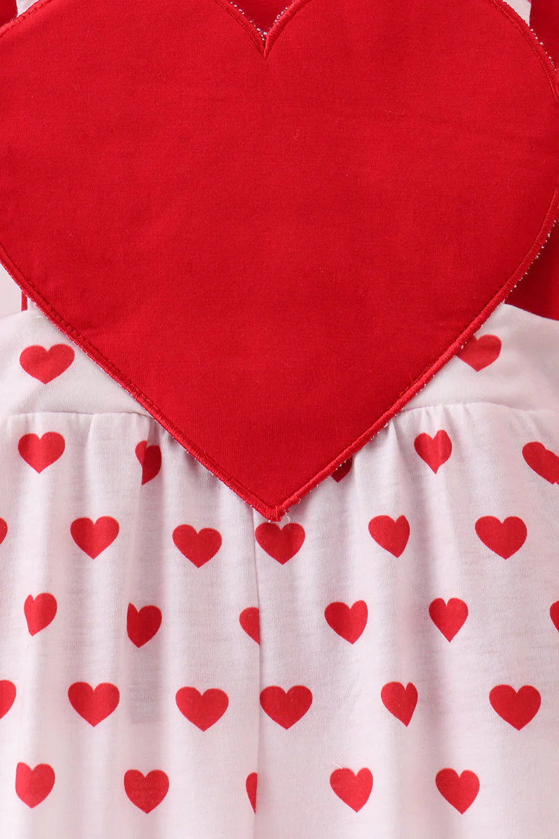 Red heart applique ruffle jumpsuit set - Image 4