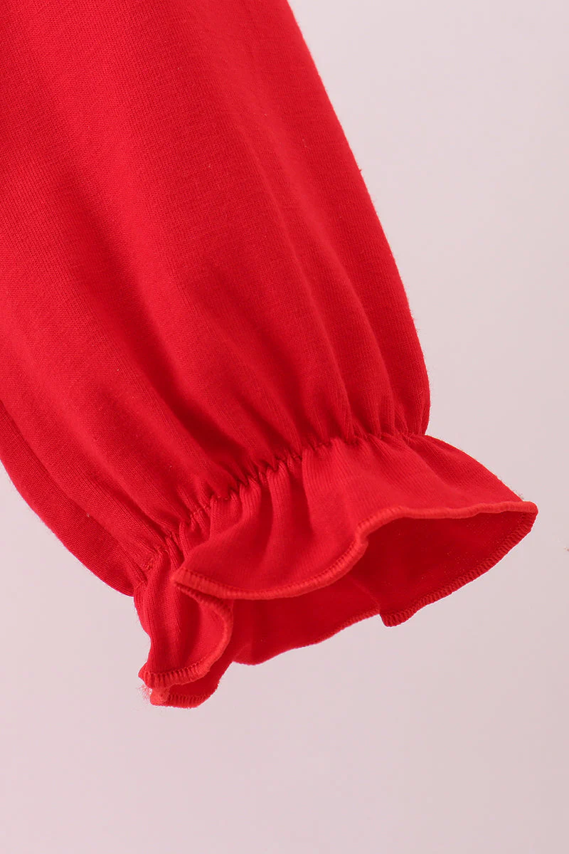 Red heart applique ruffle jumpsuit set - Image 5