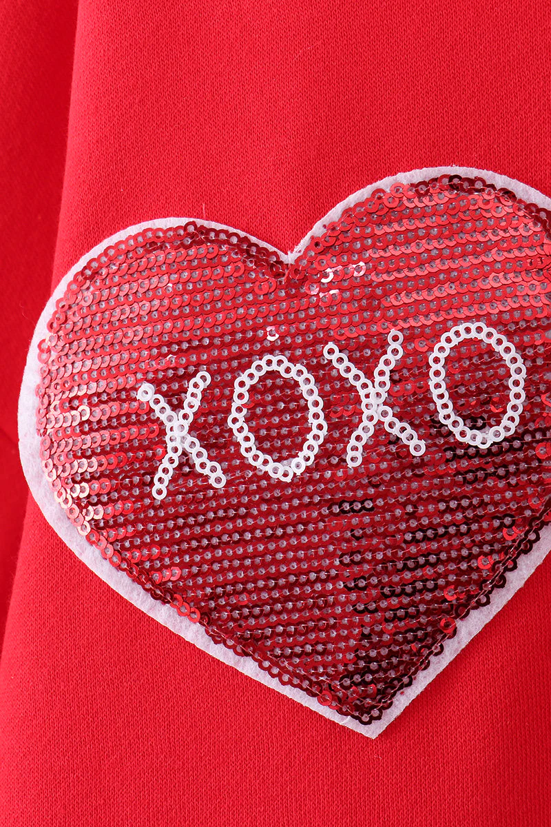 Red heart love smile sequin fleece mom&me sweatshrit - Image 10