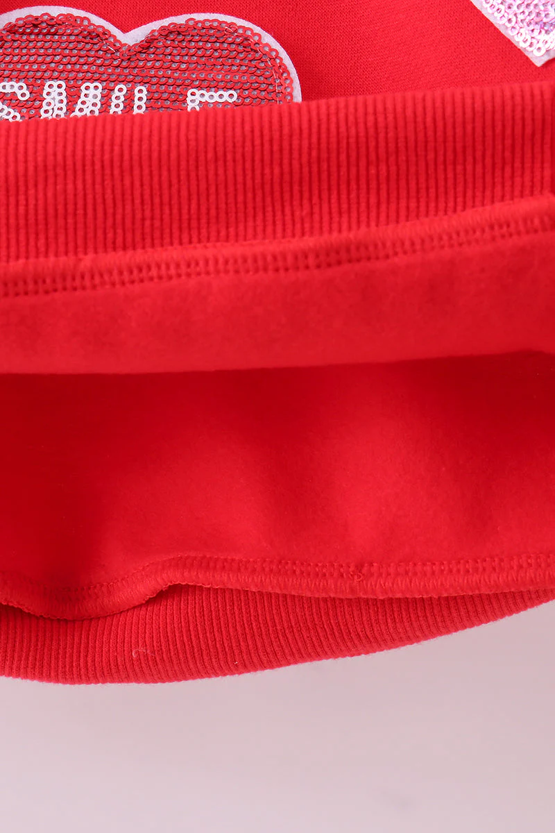 Red heart love smile sequin fleece mom&me sweatshrit - Image 6