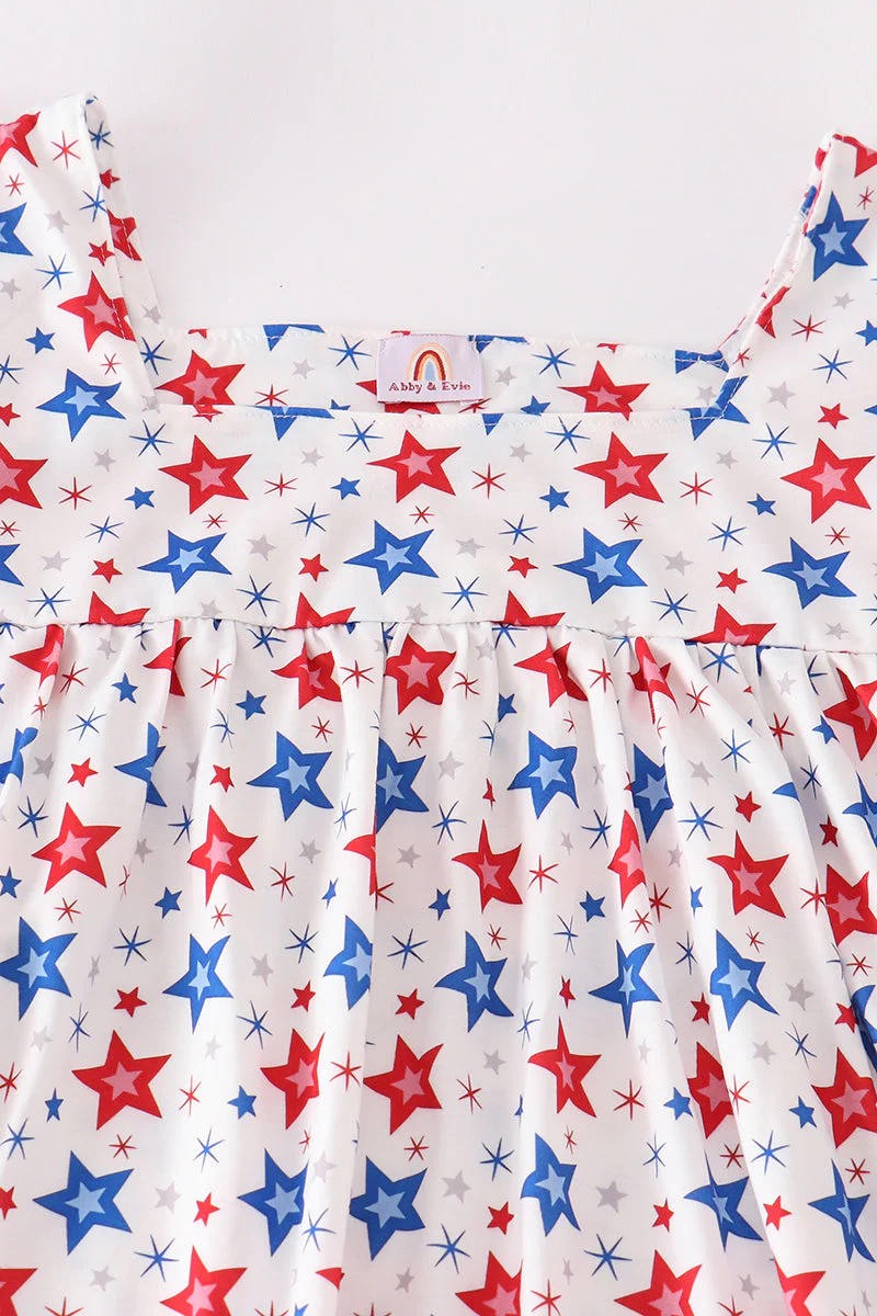 Red patriotic star print women dress - Image 2