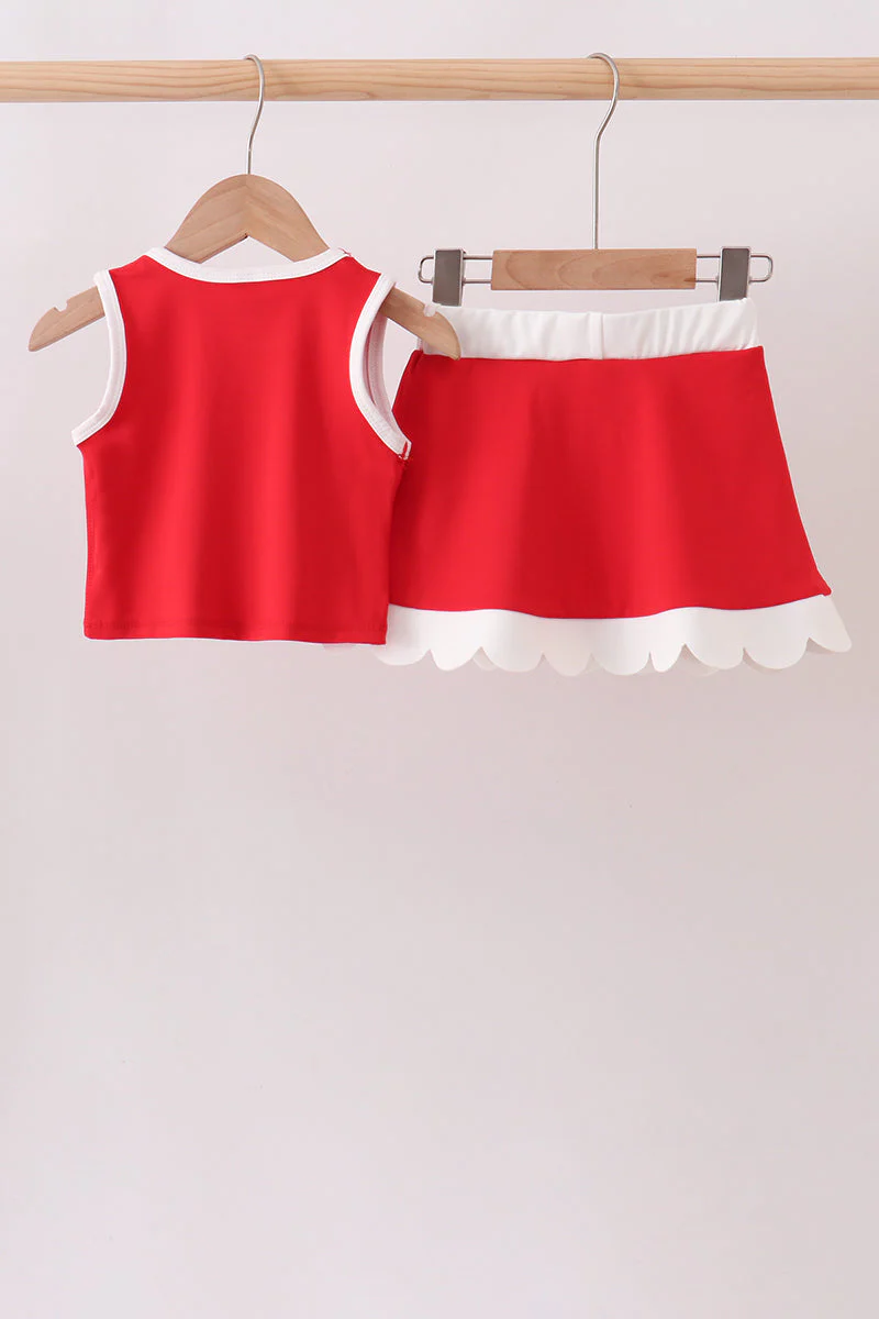 Red Performance Scalloped Skorts Set - Image 5