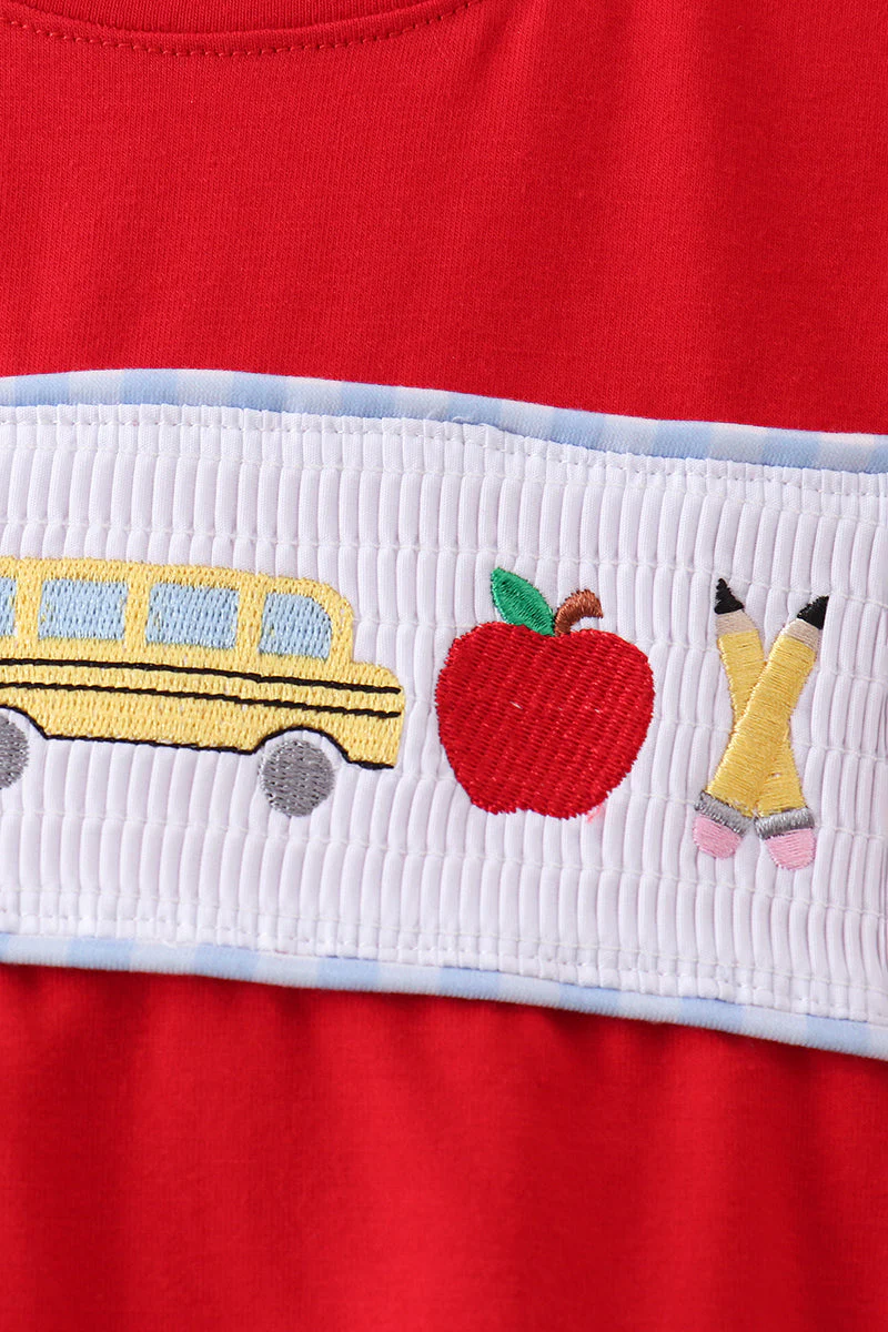 Red School Bus Smocked top - Image 4
