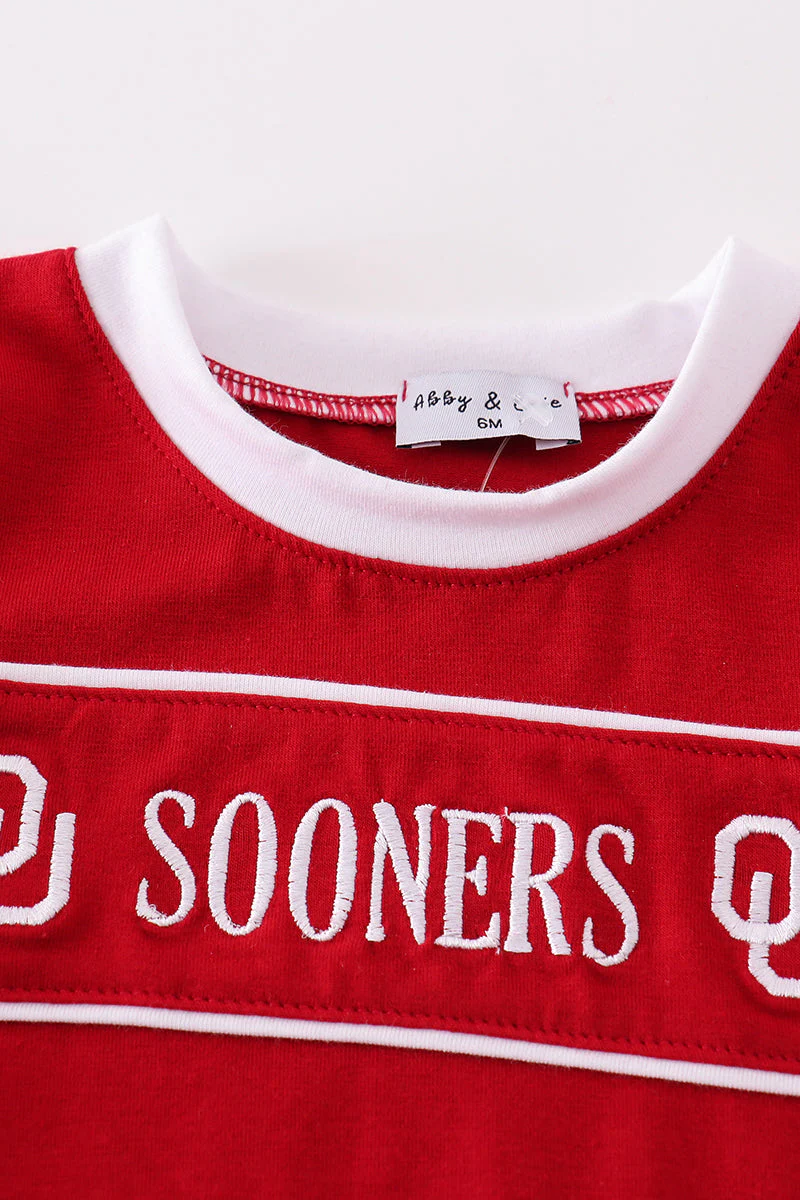 Red sooners embroidery boy bubble - Image 2