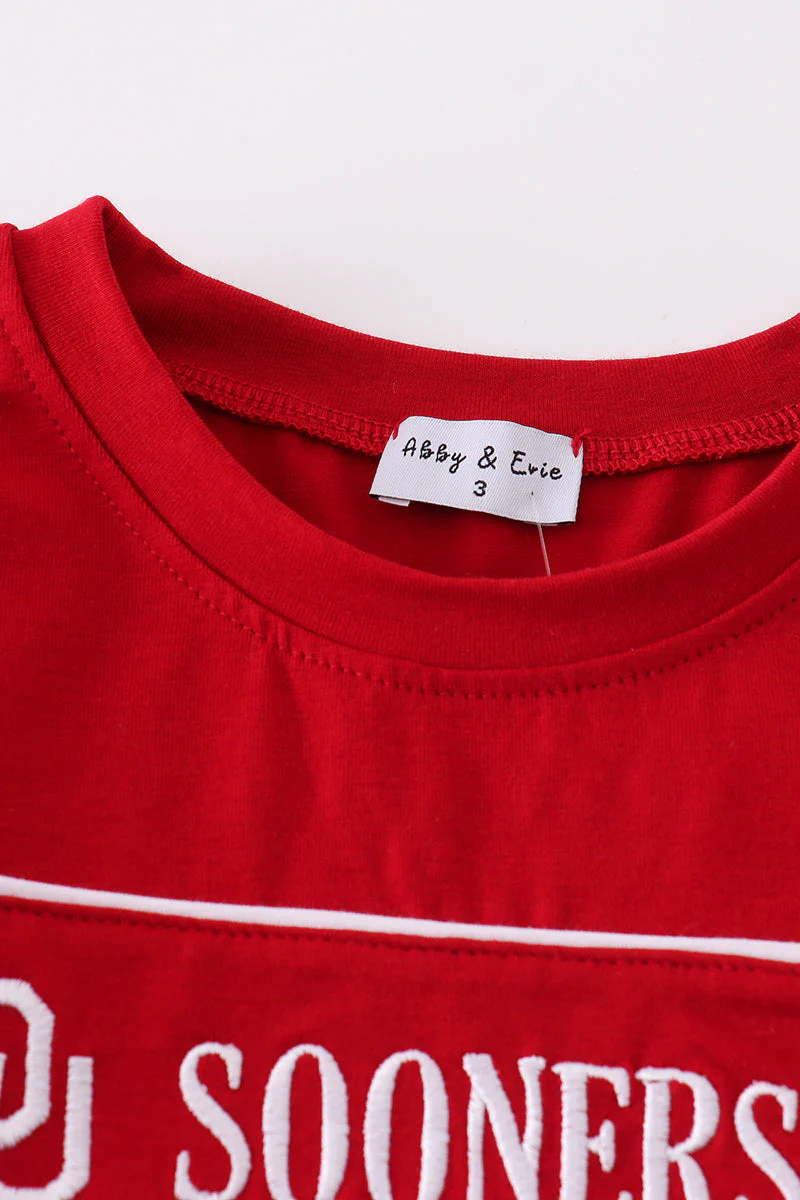 Red sooners embroidery boy set - Image 2