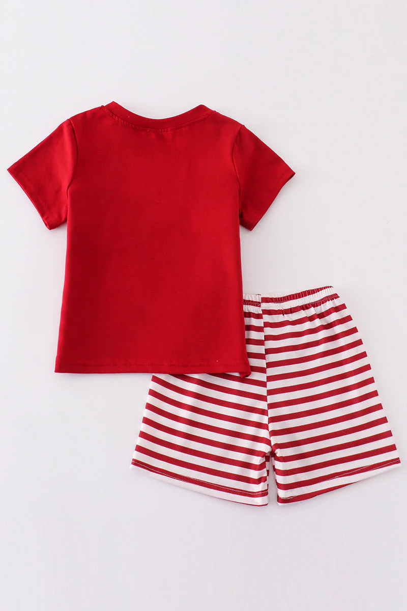 Red sooners embroidery boy set - Image 5